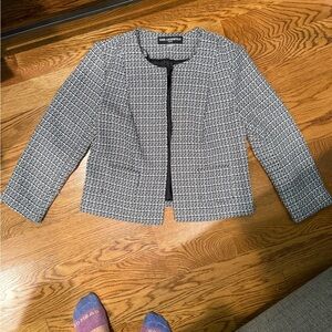 Karl lagerfield jacket coat blazer size medium tweed black white grey